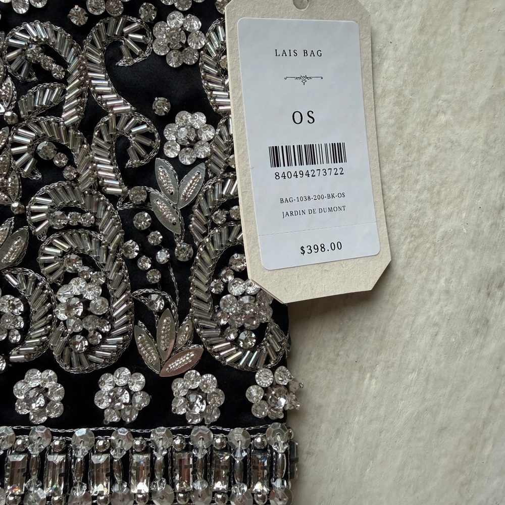 NWT Doen Heirloom Black and Silver Floral Lais Mini Bag - Picture 2 of 7